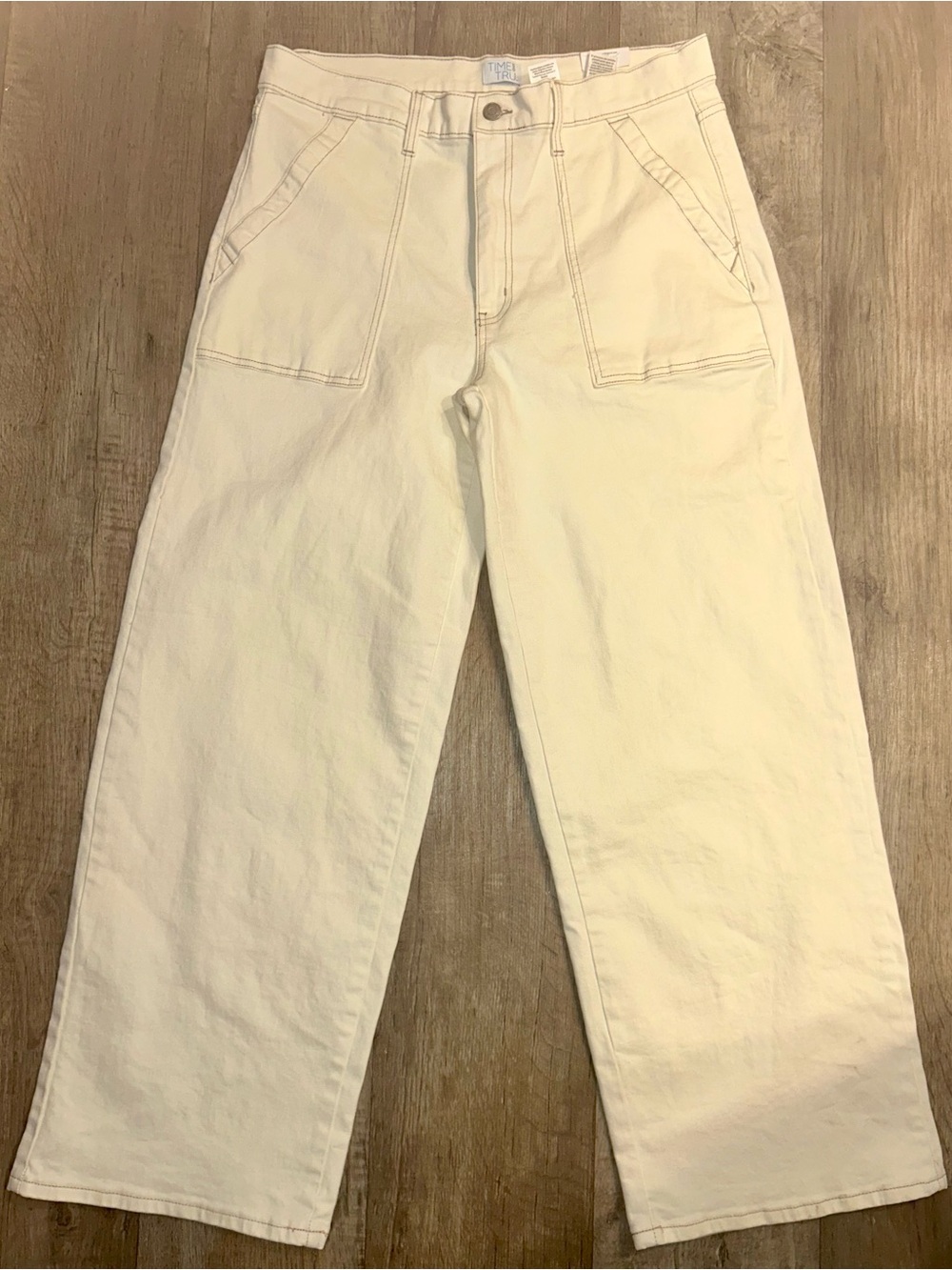 Cream High-Rise Utility Trousers